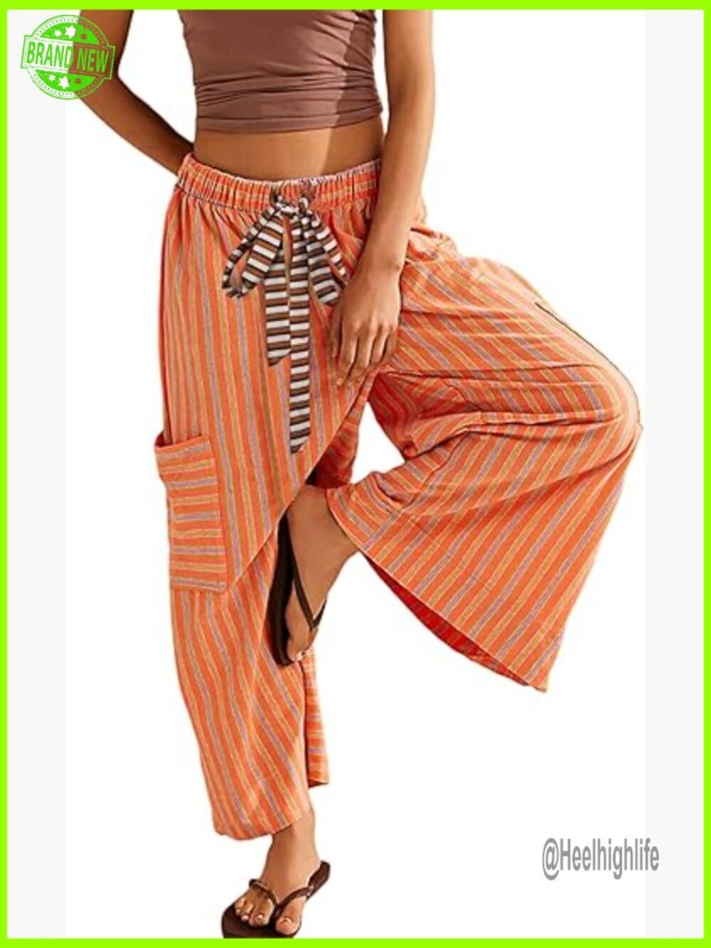 Wide Leg Palazzo Pants with Drawstring Waist and Pockets, Cotton Lounge Pants